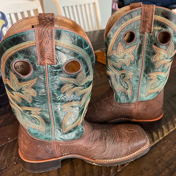 Double H Brown and Green Men's Western Boots - Picture 2 of 3